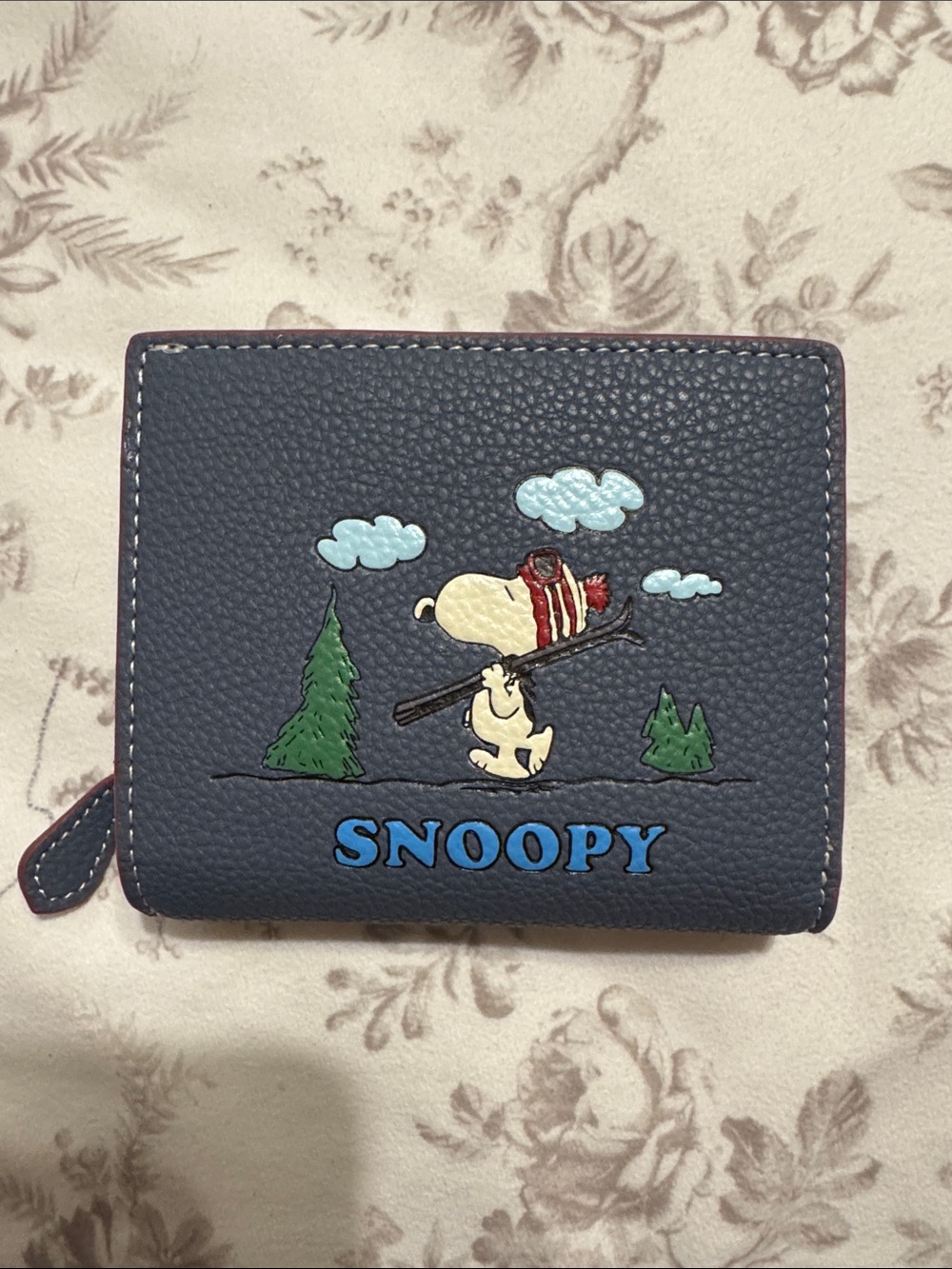 Coach Navy Snoopy Peanuts Trifold Wallet
